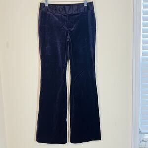 Banana Republic Womens 6 Martin Fit Wide Leg Pants Plum Velvet Velour Party